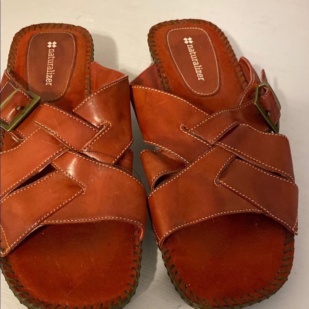Naturalizer burnt orange/red Leather Sandals, good condition
